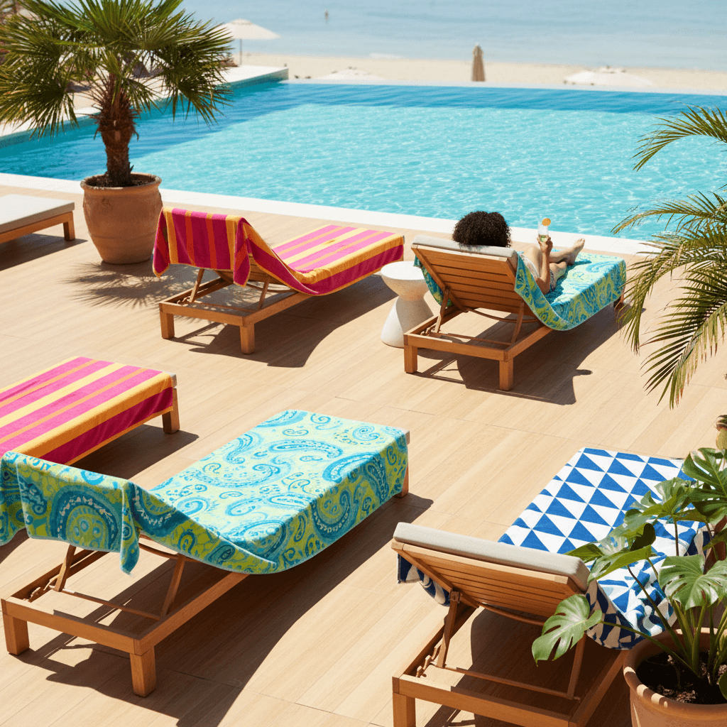 Contemporary pool design with composite decking and landscaping